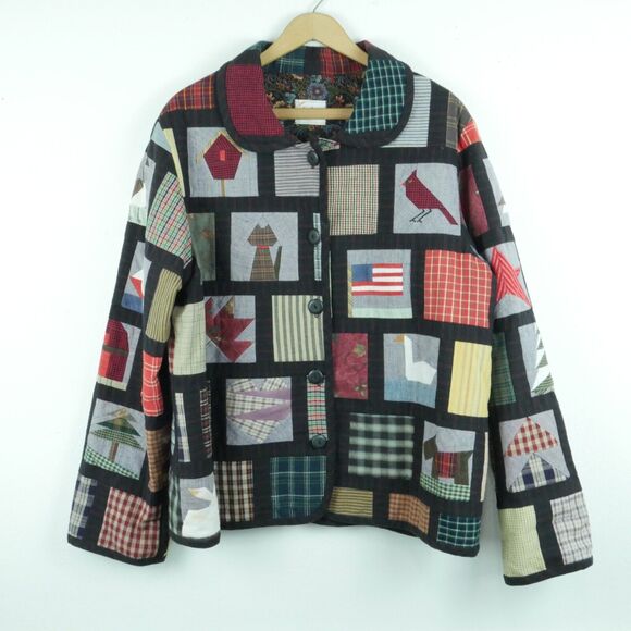 Vintage Jackets & Blazers - Handmade Large Patchwork Quilt Coat Jacket Cottagecore Grannycore Farmcore Boho